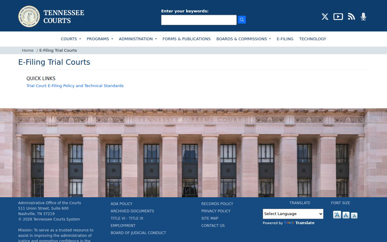 Moore County court schedule and Tennessee trial court e-filing