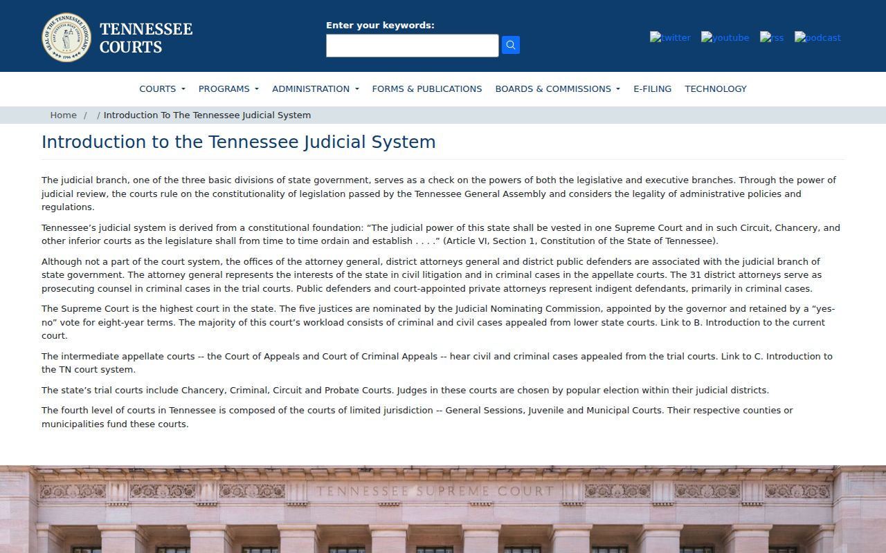 Moore County court docket routing through the Tennessee court hierarchy